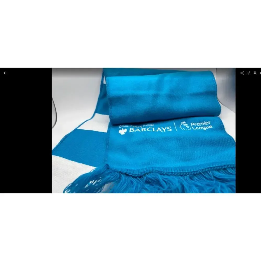 Barclays Premier League Official Banking Partner Soccer Scarf Sky Blue White EPL